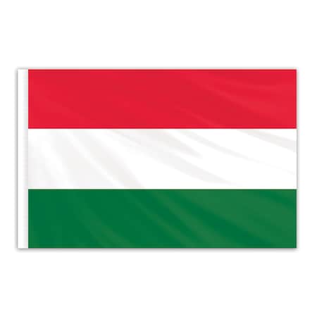 Hungary Indoor Nylon Flag 5'x8' With Gold Fringe